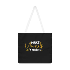 Stylish Shoulder Tote Bag - 'Make Yourself a Priority', Everyday Carryall, Shopping Tote, Gift for Her, Reusable Grocery Bag