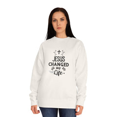 Inspirational Crew Sweatshirt - Jesus Changed My Life, Faith Apparel, Christian Gift, Unisex Sweatshirt, Cozy Religious Wear