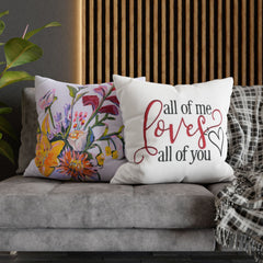 Romantic Throw Pillow, All of Me Loves You Cushion, Heartfelt Home Decor, Wedding Gift, Anniversary Present, Cozy Living Room Accent