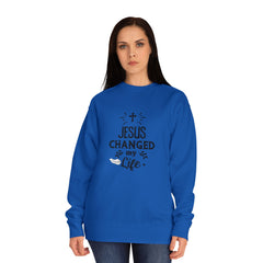 Inspirational Crew Sweatshirt - Jesus Changed My Life, Faith Apparel, Christian Gift, Unisex Sweatshirt, Cozy Religious Wear