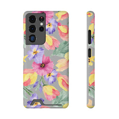 Floral Print Phone Case with Card Holder, Cute Phone Accessory, Gift for Her, Spring Vibes, Functional Phone Wallet