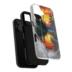 Nature-Inspired Phone Case | Tough Cases with Sunset & Feathers Design, Unique Gift, Outdoor Lover Accessory, Phone Cover
