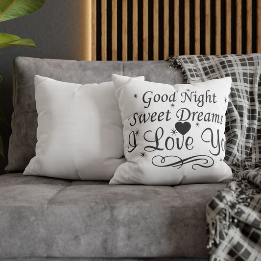 Romantic Quote Cushion, Good Night Pillow, Sweet Dreams Decor, Love Gift, Bedroom Accent