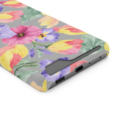 Floral Print Phone Case with Card Holder, Cute Phone Accessory, Gift for Her, Spring Vibes, Functional Phone Wallet