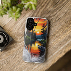 Nature-Inspired Phone Case | Tough Cases with Sunset & Feathers Design, Unique Gift, Outdoor Lover Accessory, Phone Cover
