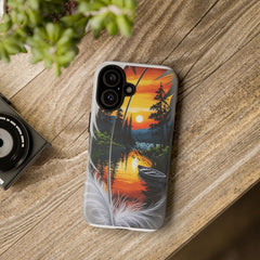 Nature-Inspired Phone Case | Tough Cases with Sunset & Feathers Design, Unique Gift, Outdoor Lover Accessory, Phone Cover
