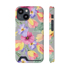 Floral Print Phone Case with Card Holder, Cute Phone Accessory, Gift for Her, Spring Vibes, Functional Phone Wallet