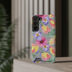 Floral Print Phone Case with Card Holder, Cute Phone Accessory, Gift for Her, Spring Vibes, Functional Phone Wallet