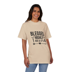 Blessed and Highly Favored Unisex Drop-Shoulder T-Shirt, Inspirational Tee, Faith-Based Gift, Everyday Comfort Shirt, Casual Wear