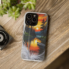 Nature-Inspired Phone Case | Tough Cases with Sunset & Feathers Design, Unique Gift, Outdoor Lover Accessory, Phone Cover
