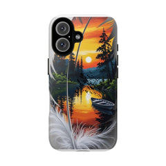 Nature-Inspired Phone Case | Tough Cases with Sunset & Feathers Design, Unique Gift, Outdoor Lover Accessory, Phone Cover