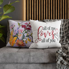 Romantic Throw Pillow, All of Me Loves You Cushion, Heartfelt Home Decor, Wedding Gift, Anniversary Present, Cozy Living Room Accent
