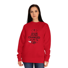 Inspirational Crew Sweatshirt - Jesus Changed My Life, Faith Apparel, Christian Gift, Unisex Sweatshirt, Cozy Religious Wear