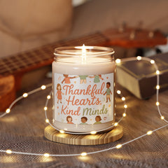 Soy Candle — "Thankful Hearts, Kind Minds" Inspirational Scented Candle (9oz)