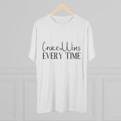 Grace Wins Unisex Tri-Blend Tee, Inspirational T-Shirt, Comfortable Crew Shirt, Motivational Apparel, Everyday Wear, Gift Idea