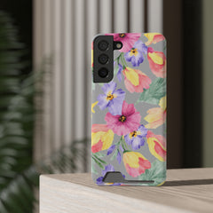 Floral Print Phone Case with Card Holder, Cute Phone Accessory, Gift for Her, Spring Vibes, Functional Phone Wallet