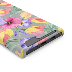 Floral Print Phone Case with Card Holder, Cute Phone Accessory, Gift for Her, Spring Vibes, Functional Phone Wallet