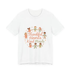 Thankful Hearts Kind Minds T-Shirt — Kids Friendship Positive Message Tee