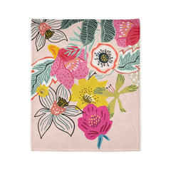 Floral Throw Blanket - Cozy Polyester Blanket for Home Decor, Gift for Her, Boho Style, Soft and Warm Floral Design