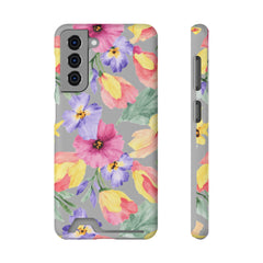 Floral Print Phone Case with Card Holder, Cute Phone Accessory, Gift for Her, Spring Vibes, Functional Phone Wallet