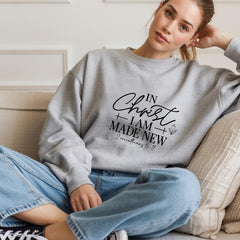 Christian Faith Crewneck Sweatshirt, Made New Sweatshirt, Gifts for Him/Her, Inspirational Apparel, Religious Clothing, Cozy Comfortwear