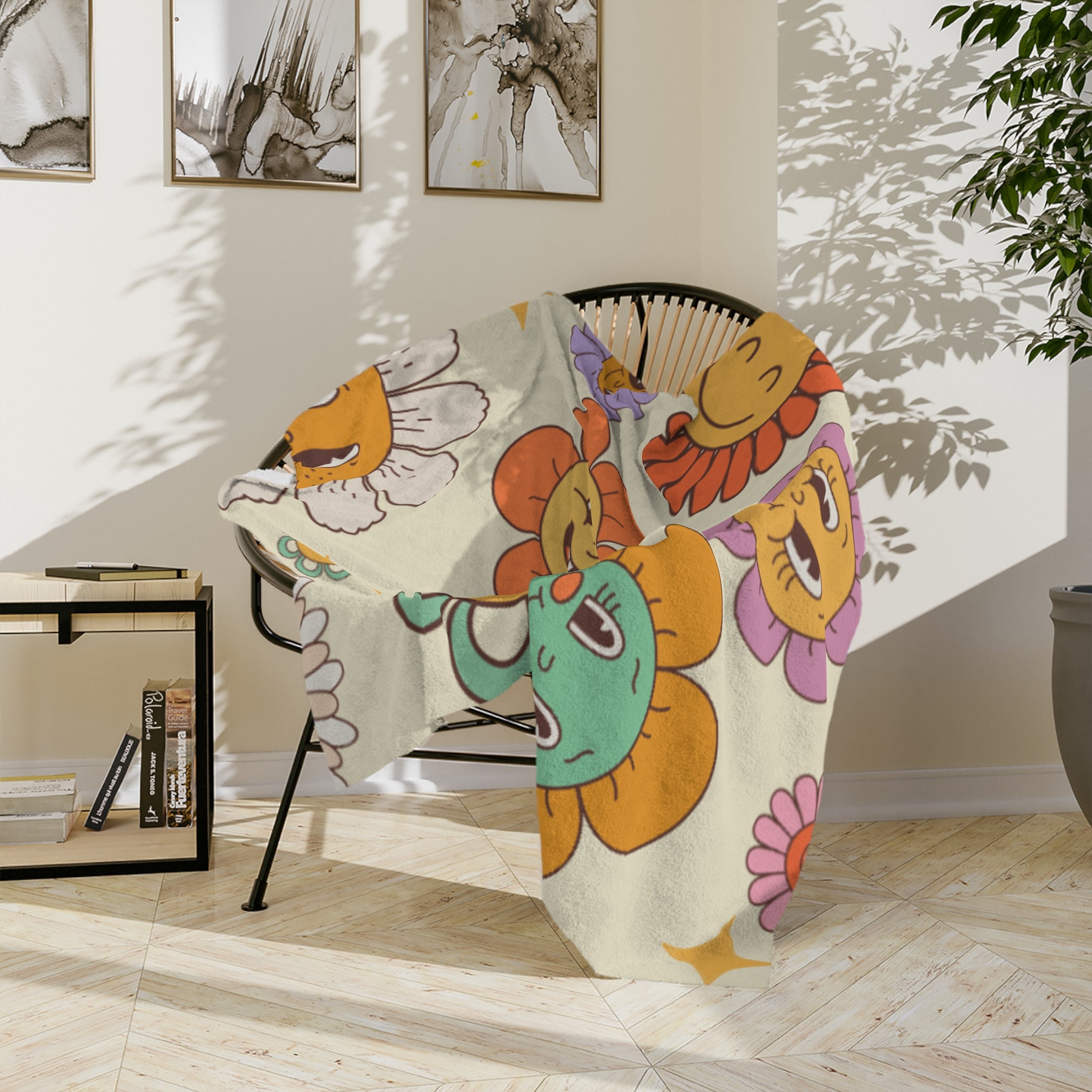 Whimsical Flower Blanket - Cozy Floral Microfiber Throw for Kids, Home Decor, Spring Celebrations, Gift Idea for Birthdays