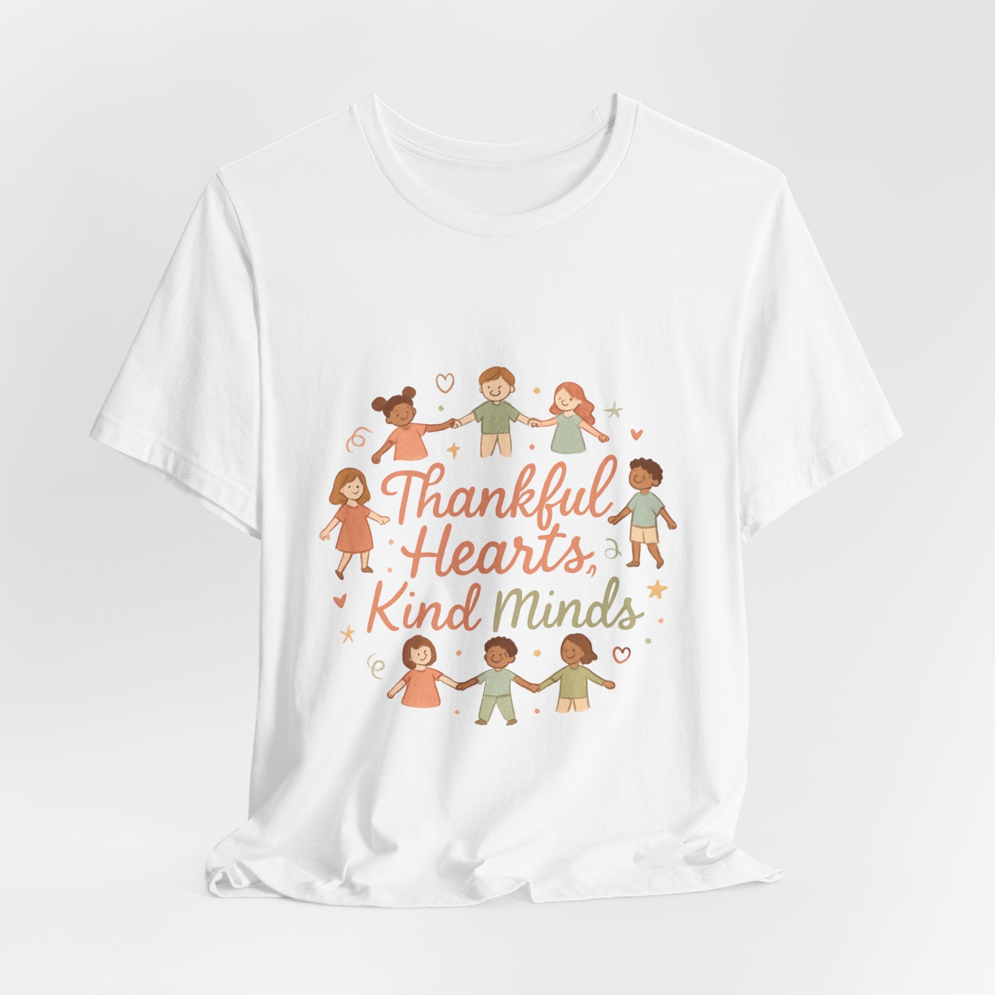 Thankful Hearts Kind Minds T-Shirt — Kids Friendship Positive Message Tee