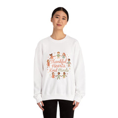 Thankful Hearts Kind Minds Sweatshirt — Kids Diversity Friends Crewneck
