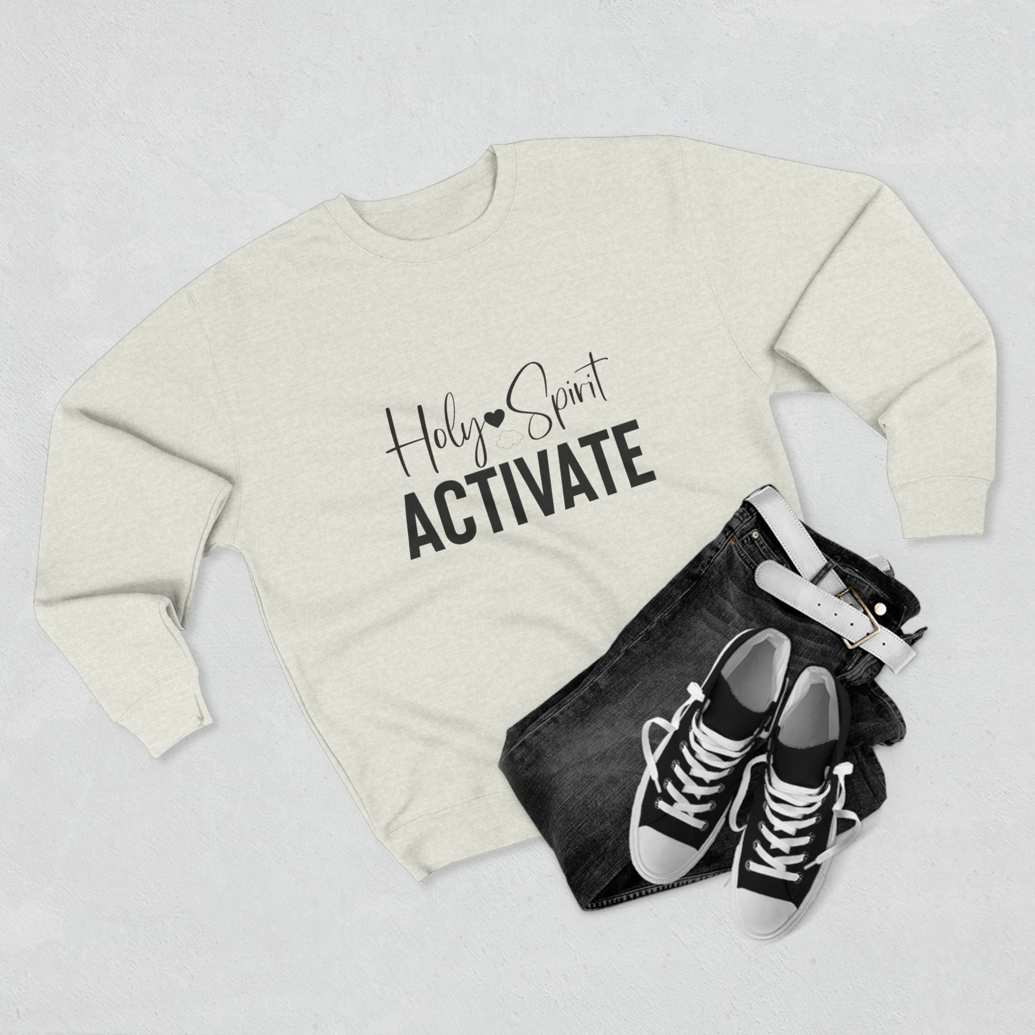 Holy Spirit Activate Unisex Crewneck Sweatshirt, Cozy Religious Apparel, Faith-Based Gift, Church Wear, Inspirational Fashion