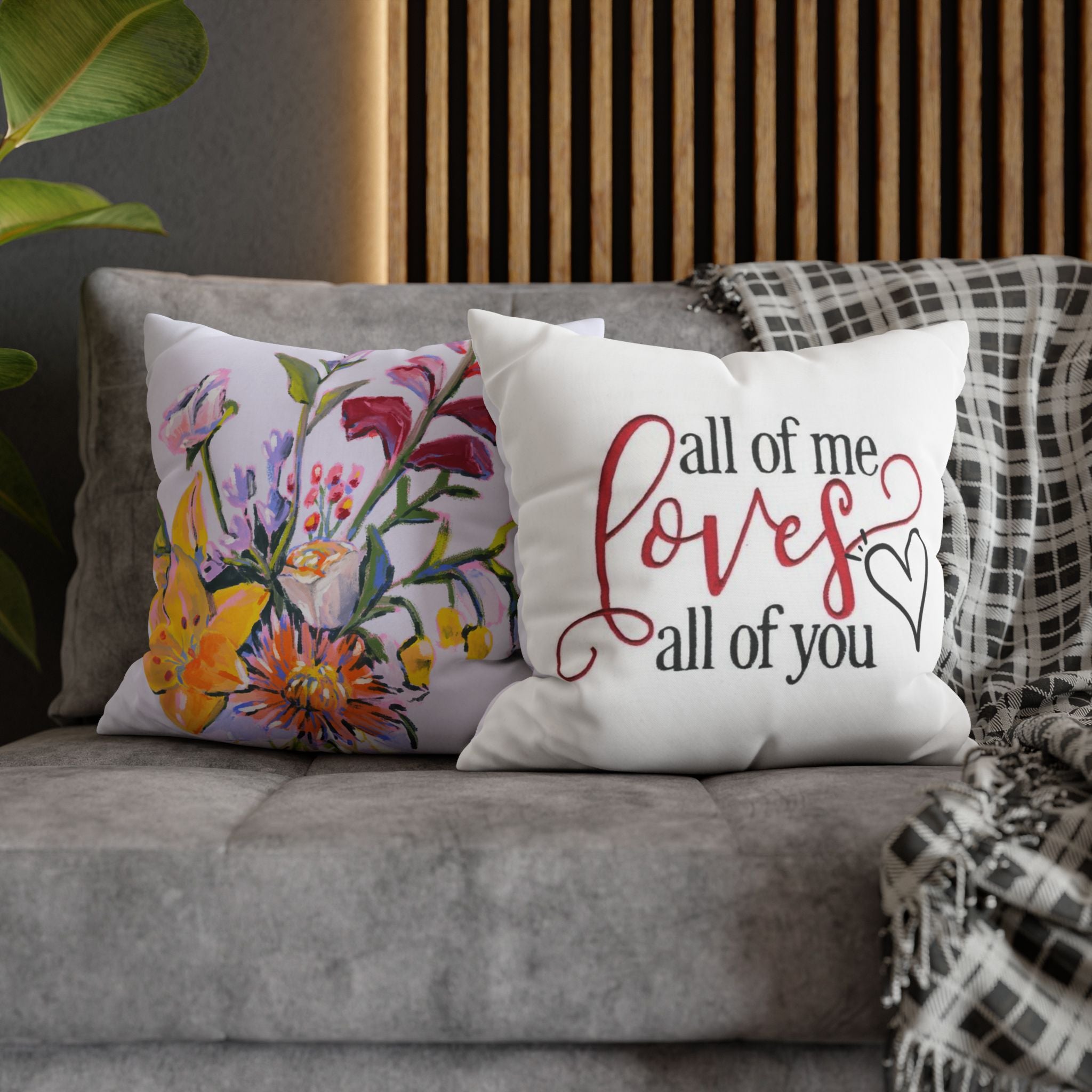 Romantic Throw Pillow, All of Me Loves You Cushion, Heartfelt Home Decor, Wedding Gift, Anniversary Present, Cozy Living Room Accent