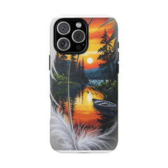 Nature-Inspired Phone Case | Tough Cases with Sunset & Feathers Design, Unique Gift, Outdoor Lover Accessory, Phone Cover