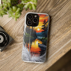 Nature-Inspired Phone Case | Tough Cases with Sunset & Feathers Design, Unique Gift, Outdoor Lover Accessory, Phone Cover