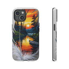 Nature-Inspired Phone Case | Tough Cases with Sunset & Feathers Design, Unique Gift, Outdoor Lover Accessory, Phone Cover