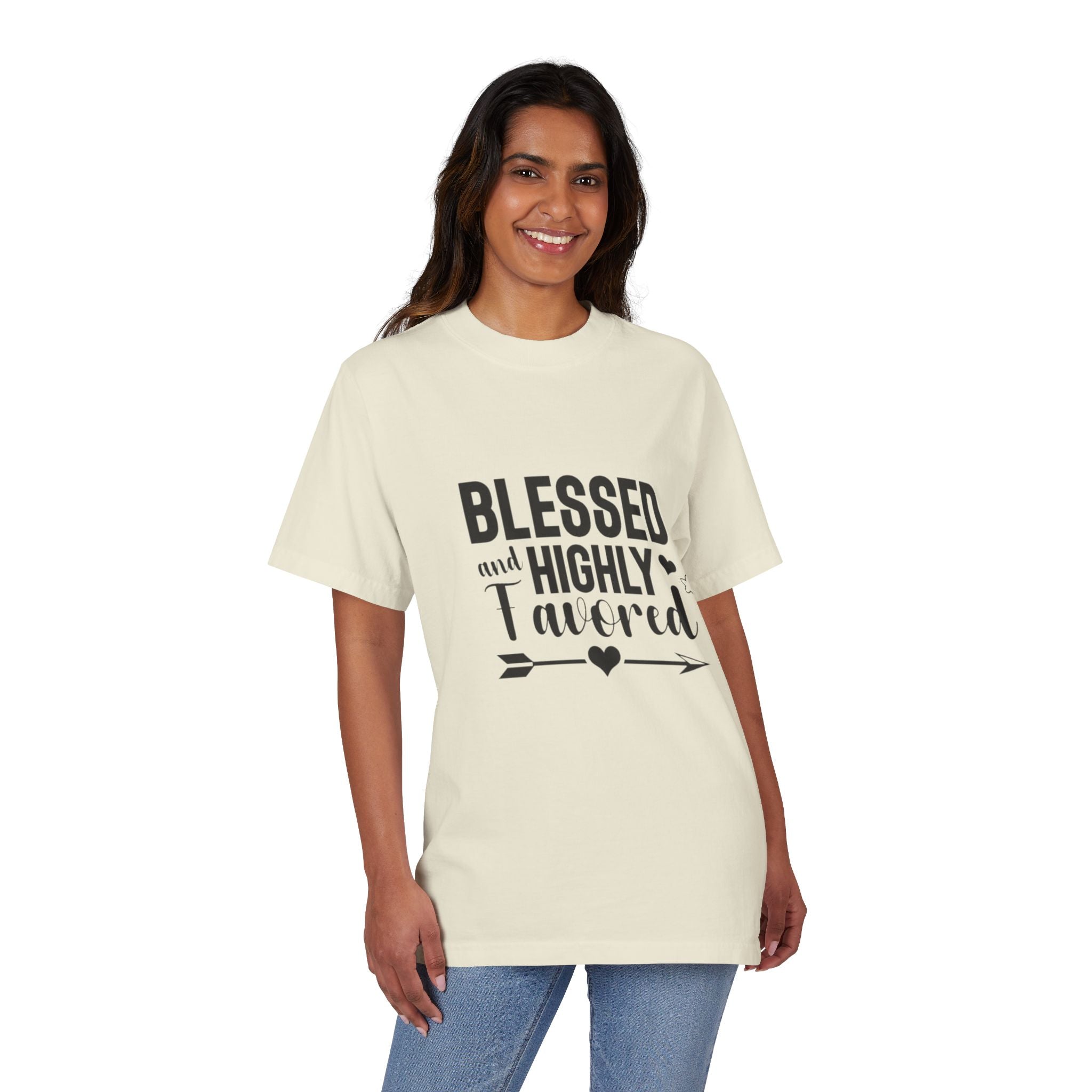 Blessed and Highly Favored Unisex Drop-Shoulder T-Shirt, Inspirational Tee, Faith-Based Gift, Everyday Comfort Shirt, Casual Wear