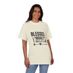 Blessed and Highly Favored Unisex Drop-Shoulder T-Shirt, Inspirational Tee, Faith-Based Gift, Everyday Comfort Shirt, Casual Wear