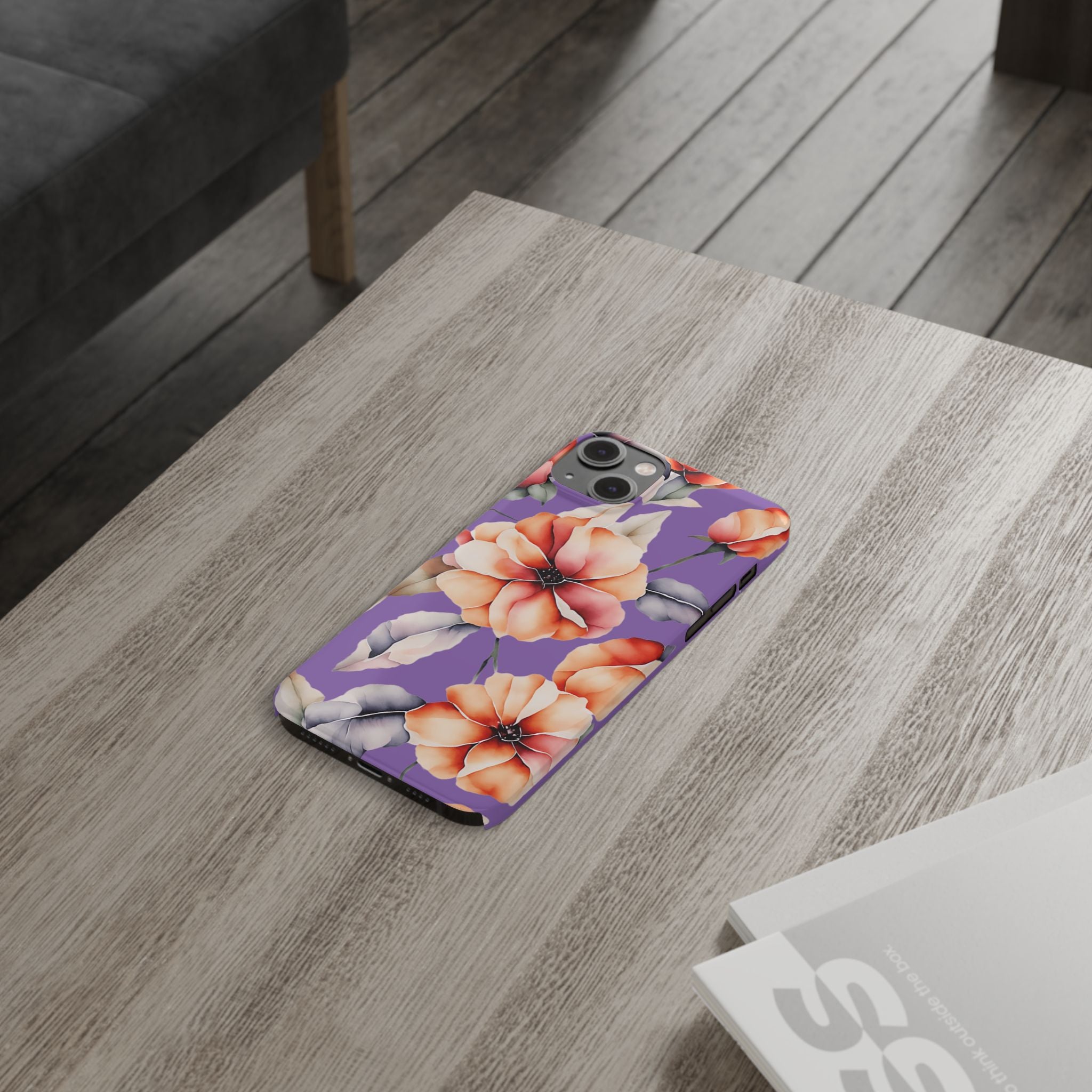 Floral Slim Phone Case, Stylish Phone Cover, Feminine Phone Accessory, Spring Gift, Flower Pattern Design