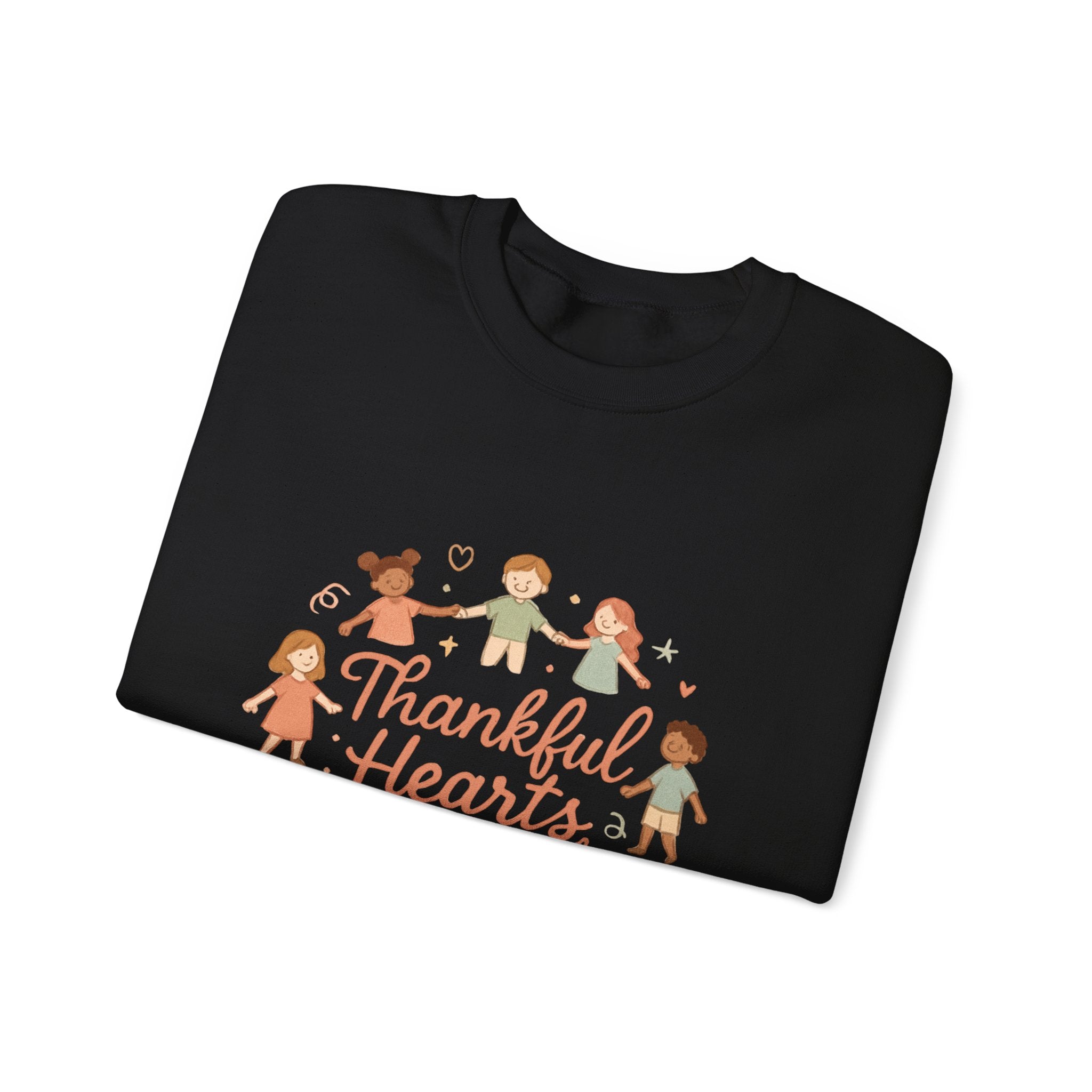 Thankful Hearts Kind Minds Sweatshirt — Kids Diversity Friends Crewneck
