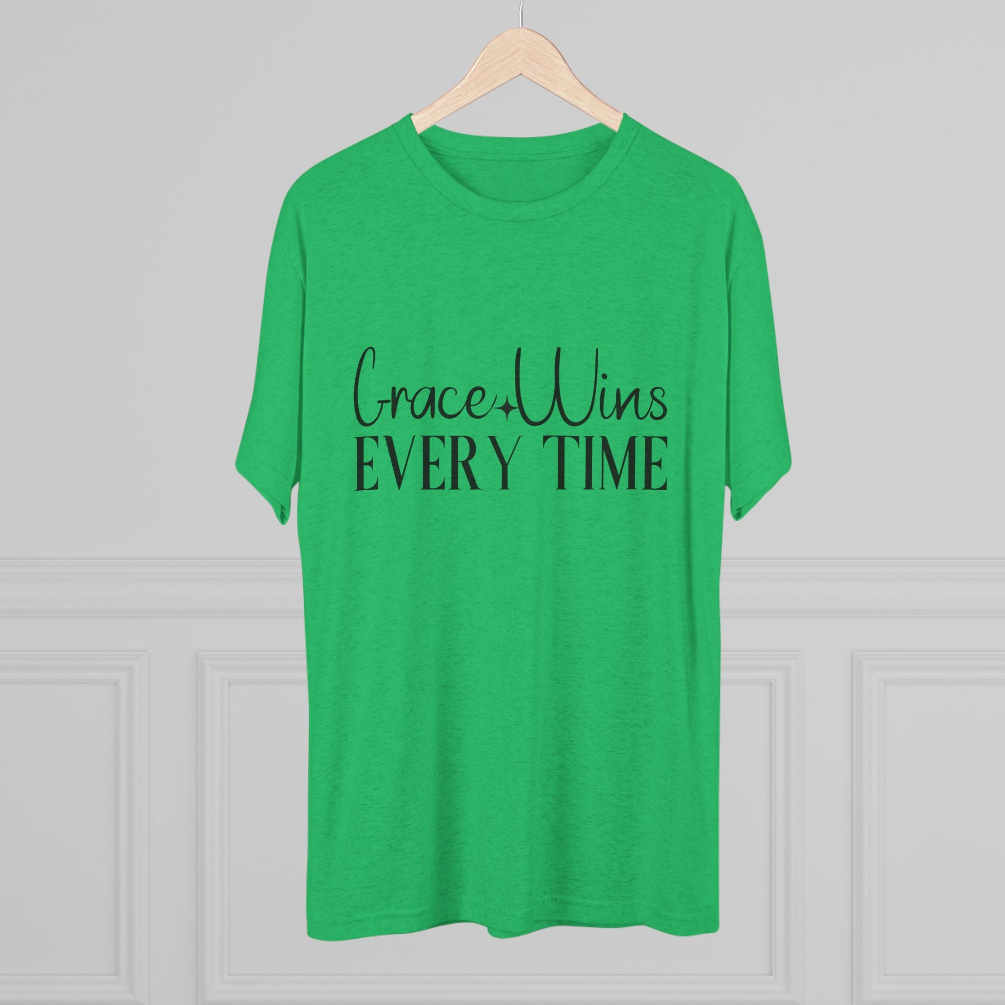 Grace Wins Unisex Tri-Blend Tee, Inspirational T-Shirt, Comfortable Crew Shirt, Motivational Apparel, Everyday Wear, Gift Idea