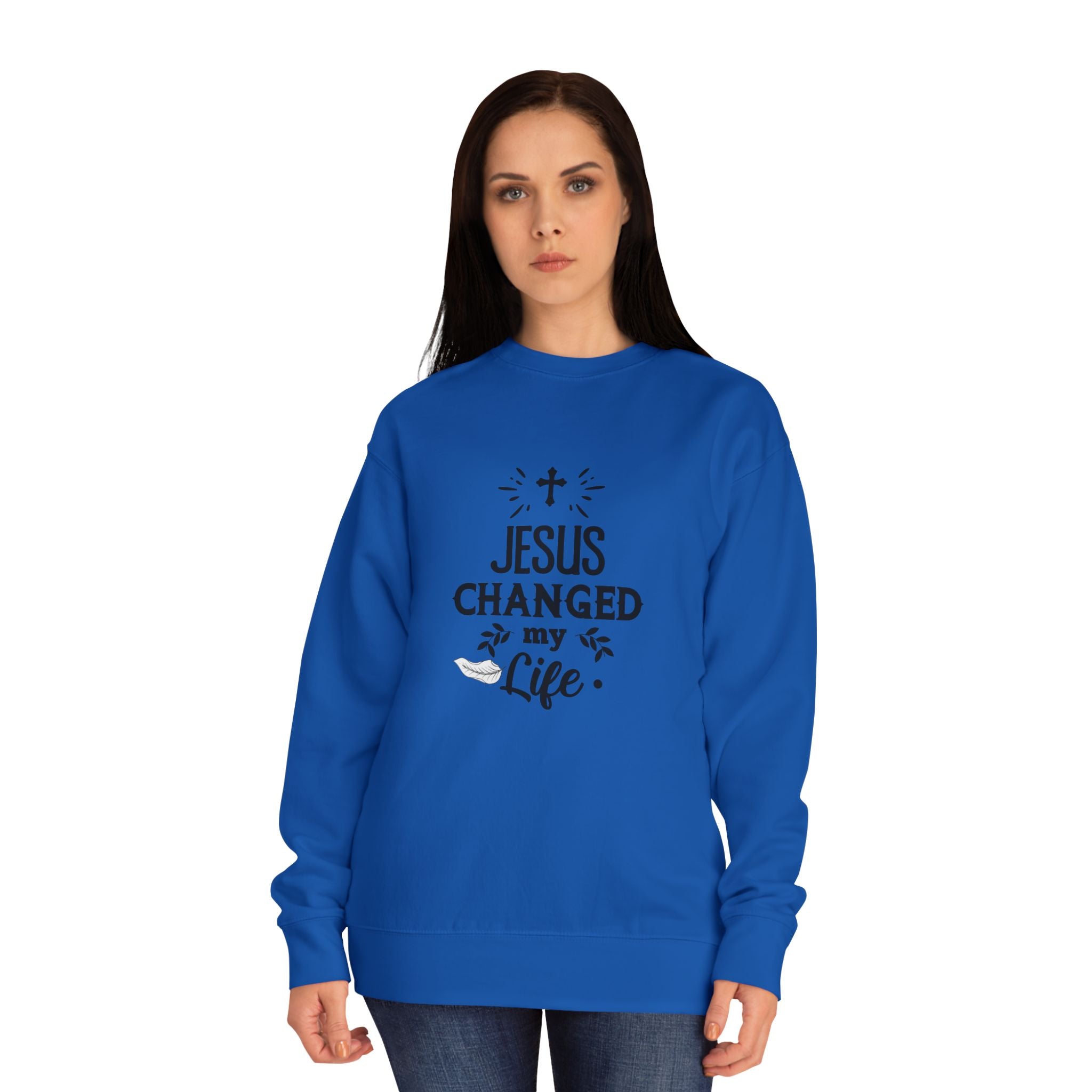 Inspirational Crew Sweatshirt - Jesus Changed My Life, Faith Apparel, Christian Gift, Unisex Sweatshirt, Cozy Religious Wear
