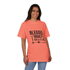 Blessed and Highly Favored Unisex Drop-Shoulder T-Shirt, Inspirational Tee, Faith-Based Gift, Everyday Comfort Shirt, Casual Wear