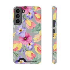 Floral Print Phone Case with Card Holder, Cute Phone Accessory, Gift for Her, Spring Vibes, Functional Phone Wallet