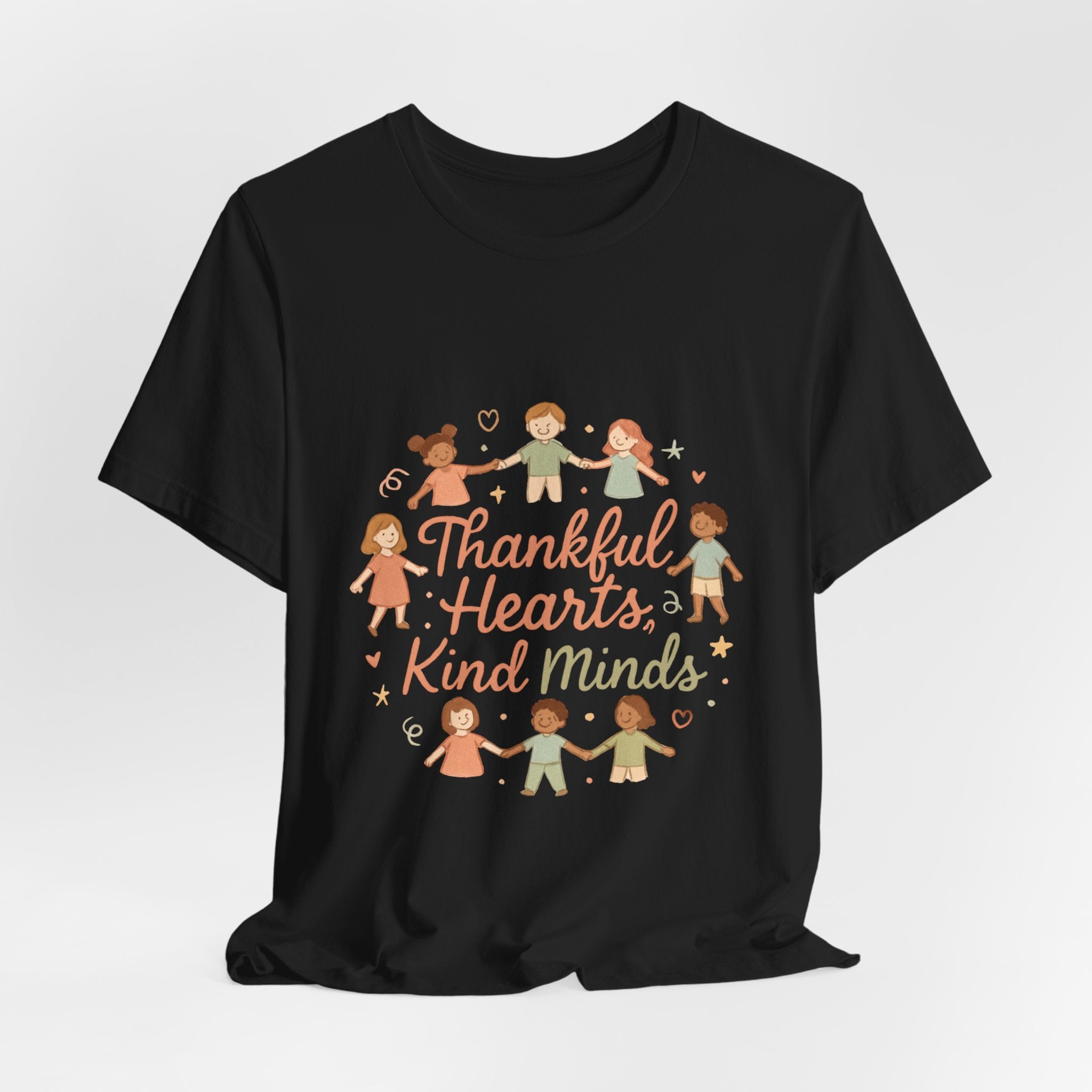 Thankful Hearts Kind Minds T-Shirt — Kids Friendship Positive Message Tee