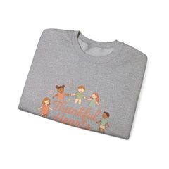 Thankful Hearts Kind Minds Sweatshirt — Kids Diversity Friends Crewneck