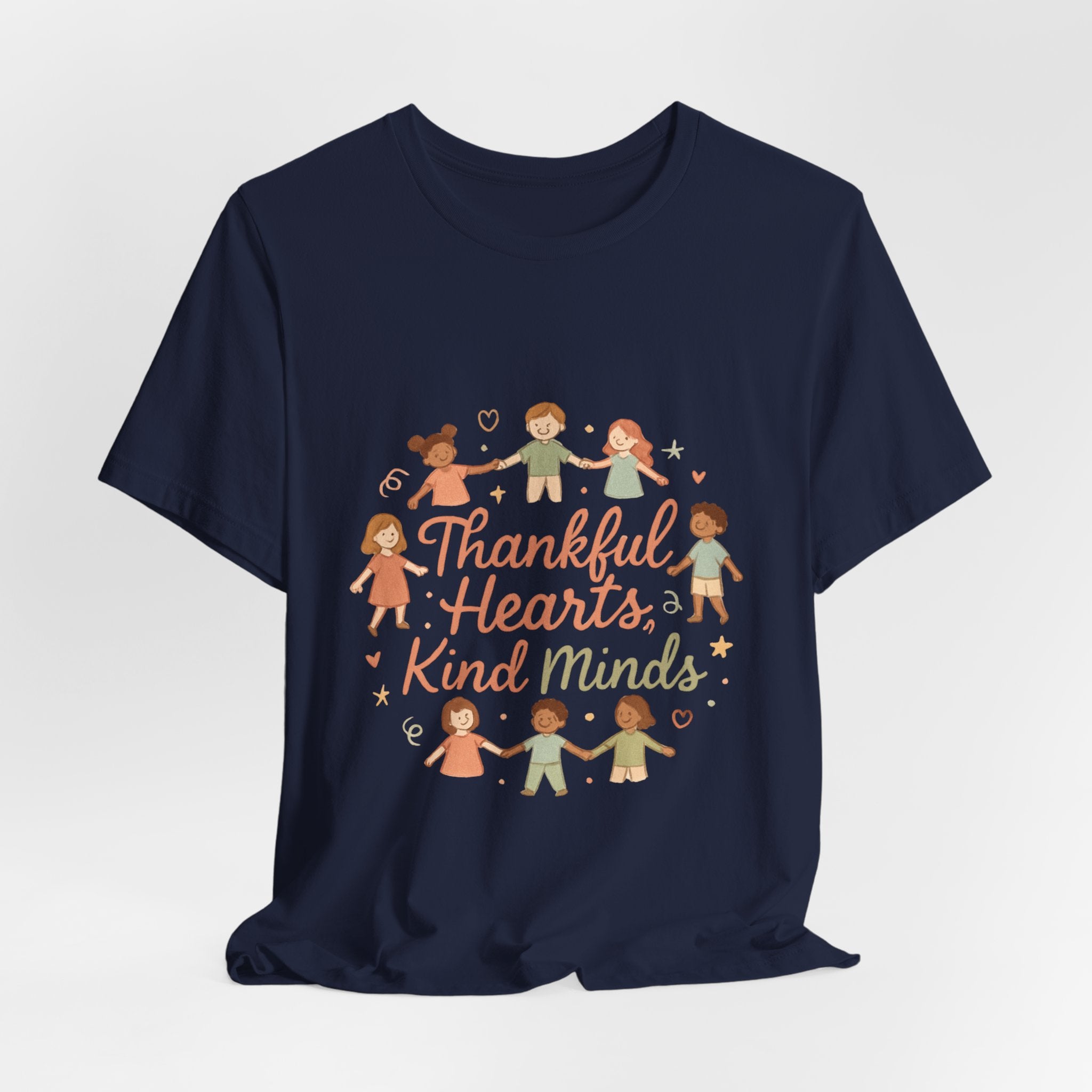 Thankful Hearts Kind Minds T-Shirt — Kids Friendship Positive Message Tee