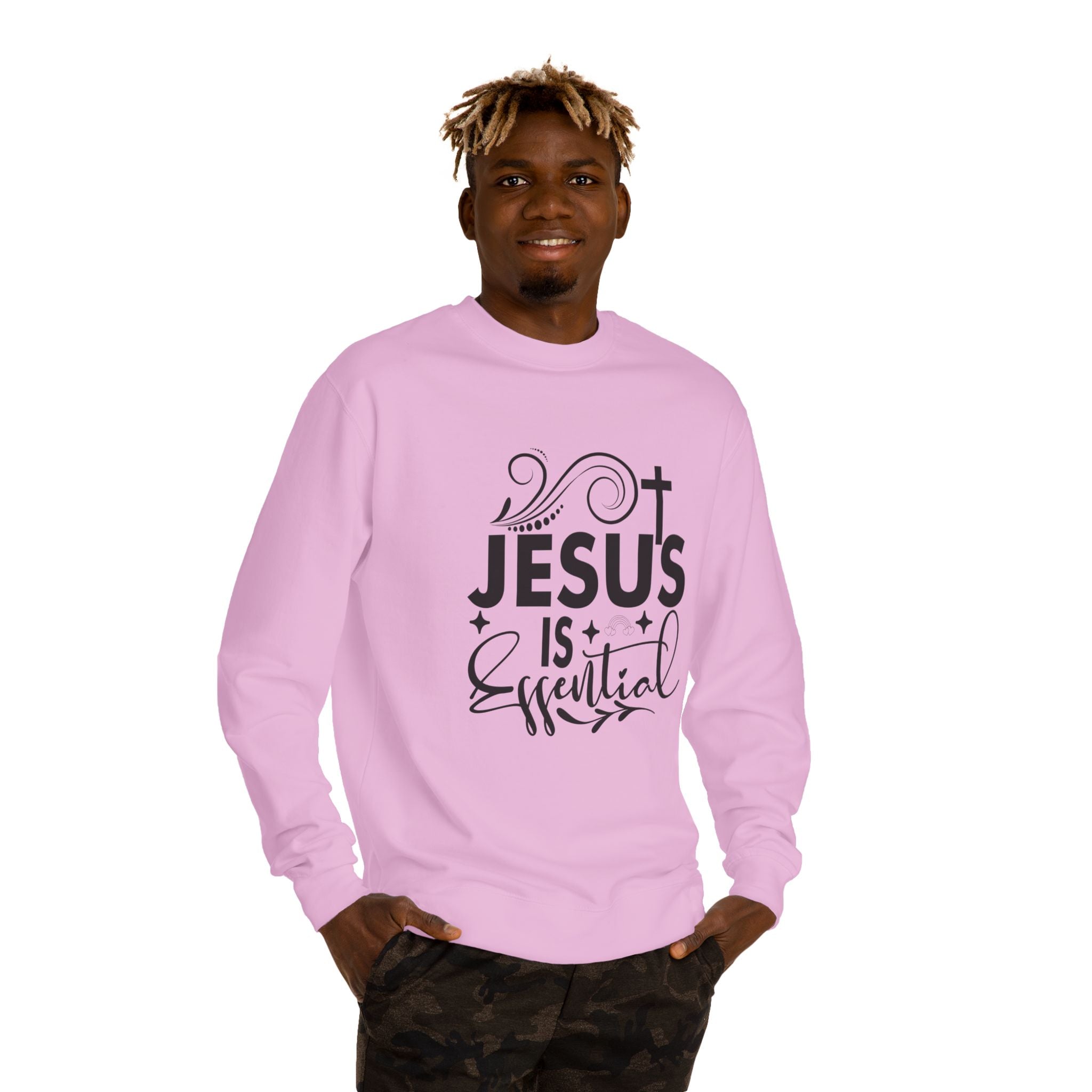 Christian Motivational Sweatshirt - Jesus is Essential, Faith Apparel, Unisex Fashion, Everyday Wear, Perfect Gift for Believers