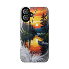 Nature-Inspired Phone Case | Tough Cases with Sunset & Feathers Design, Unique Gift, Outdoor Lover Accessory, Phone Cover