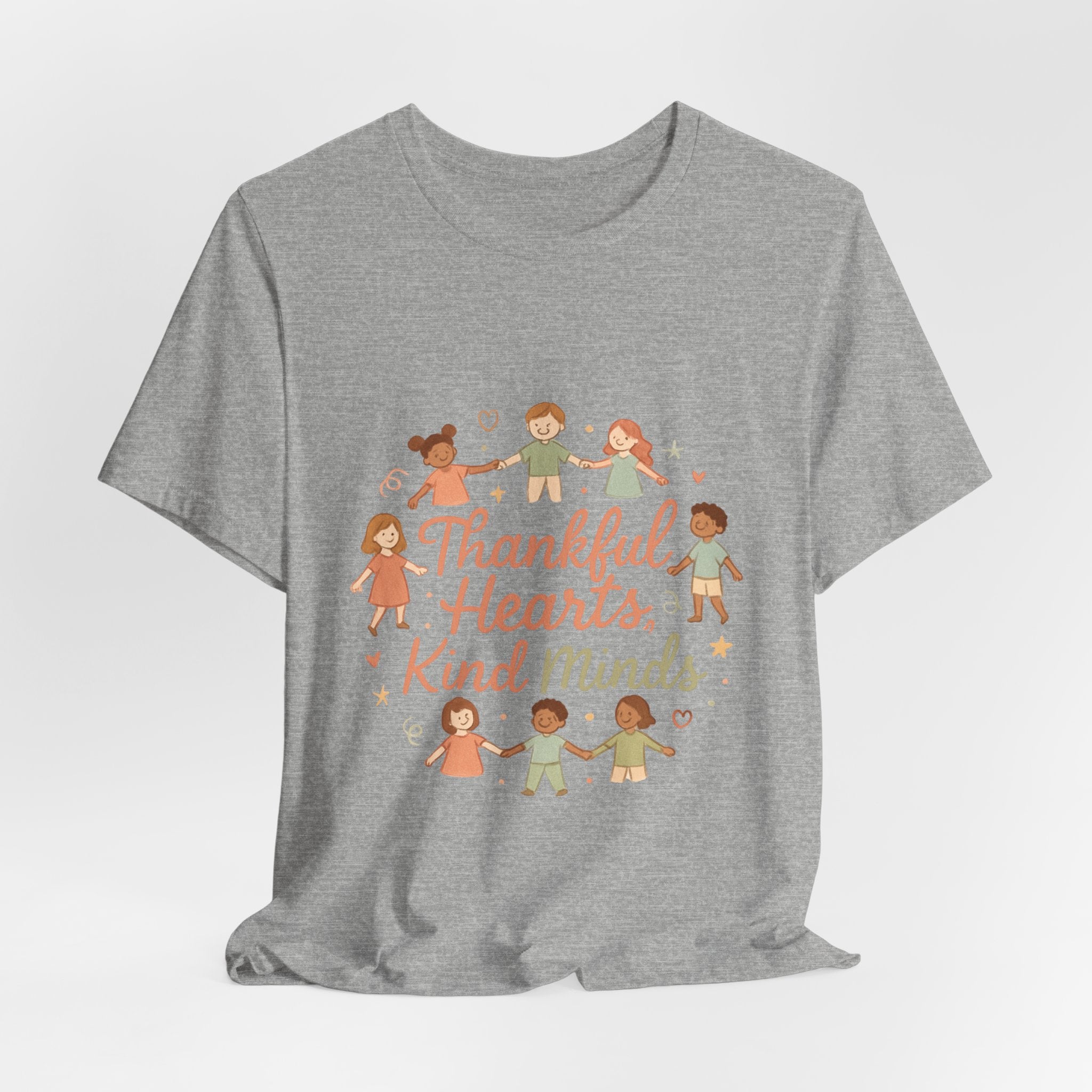Thankful Hearts Kind Minds T-Shirt — Kids Friendship Positive Message Tee