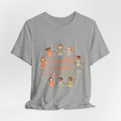 Thankful Hearts Kind Minds T-Shirt — Kids Friendship Positive Message Tee