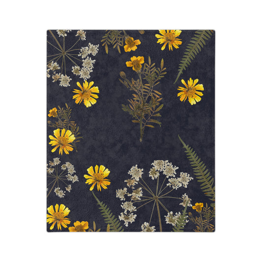 Floral Velveteen Microfiber Blanket - Cozy Gift for Nature Lovers, Home Decor, Bed Linens, Camping Essentials, Spring Vibes, Botanical Print
