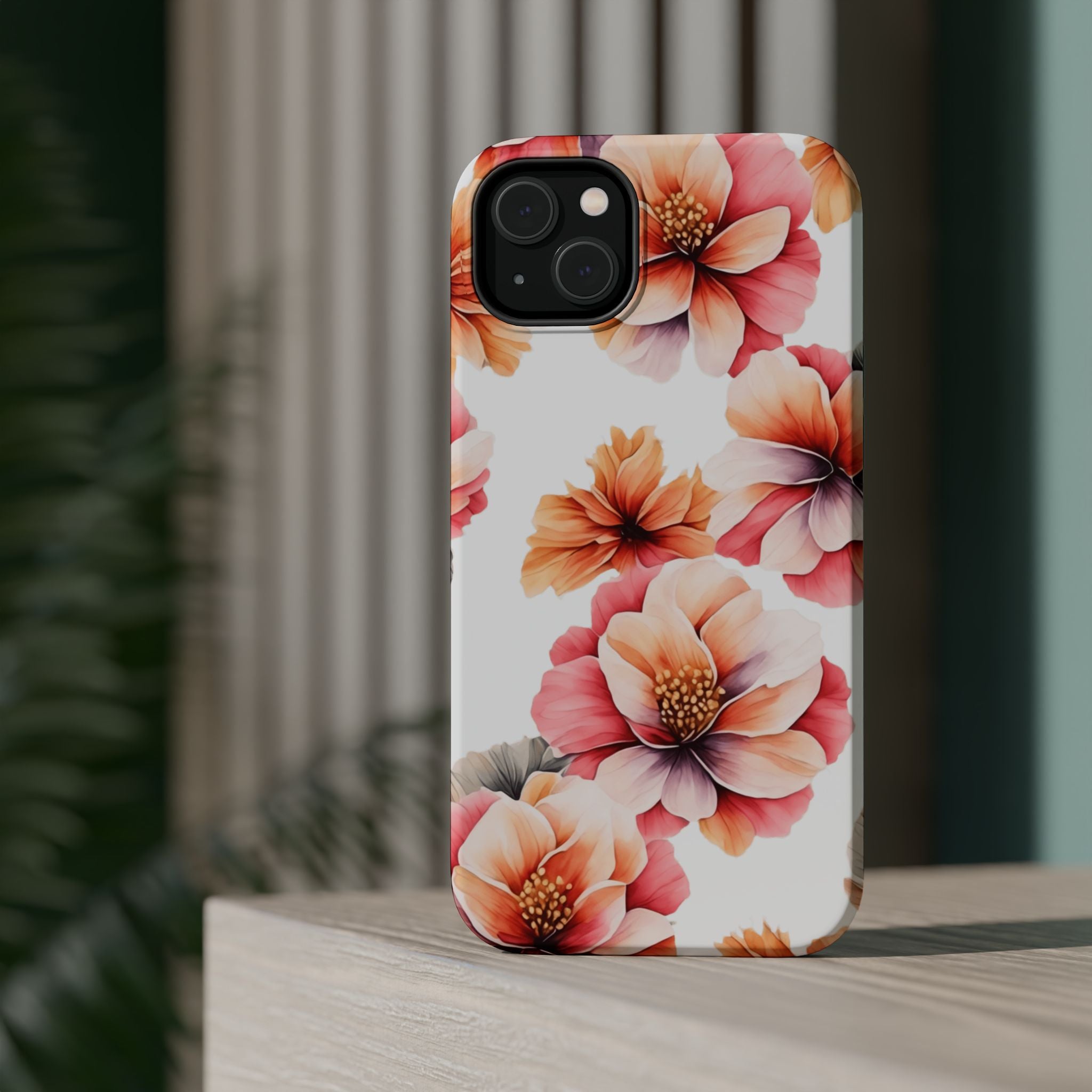 Floral Magnetic Phone Case, Stylish Flower Phone Cover, Durable Magnetic Tough Case, Trendy Floral Design Case, Perfect Gift for Her